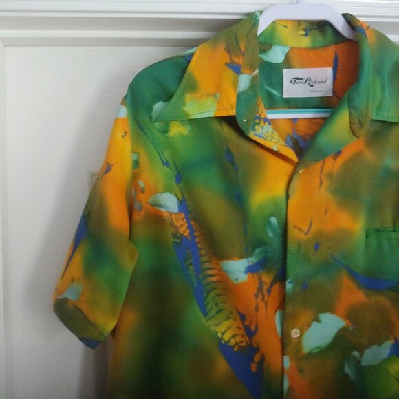 Tori Richards Honolulu Aloha Bright Tropical Hawaiian Surf Luau Button Shirt L - Picture 3 of 7